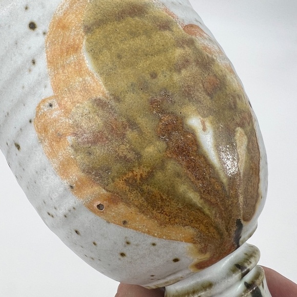 Handcrafted Pottery Goblet Cup/Chalice with Glazed Speckled Art Stone 7" Flower - Picture 8 of 12